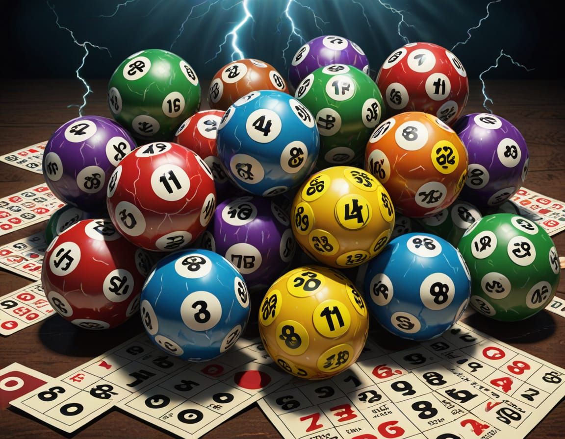 Bingo Ball Surrounded by Lightning Zombies