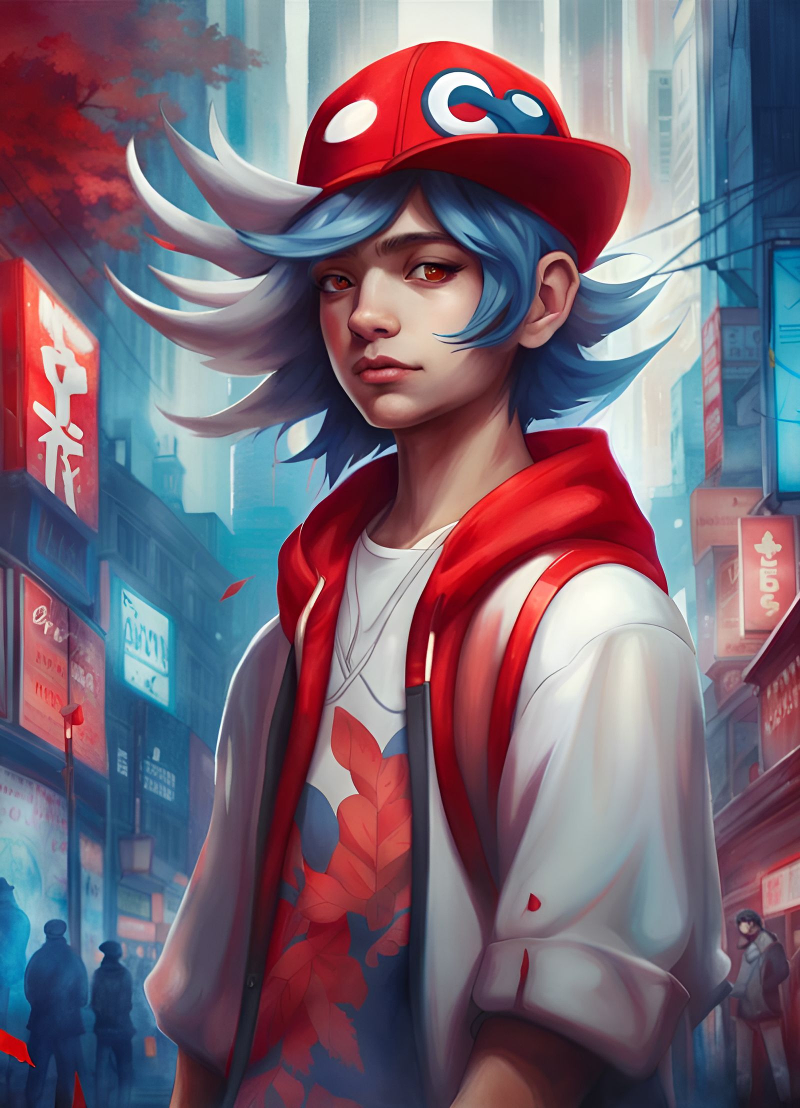 Ash Ketchum as Art Nouveau God in Tokyo