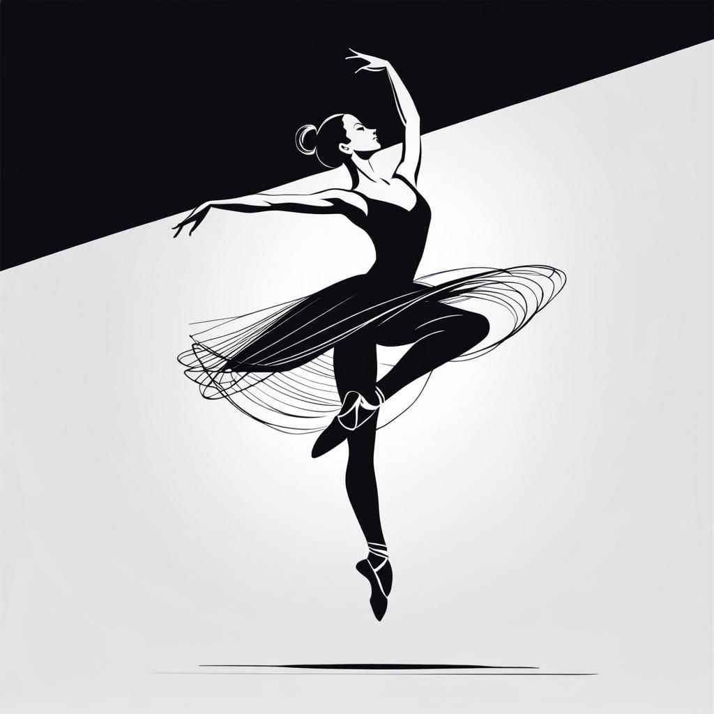 Minimalist Line Art: Ballerina in Motion