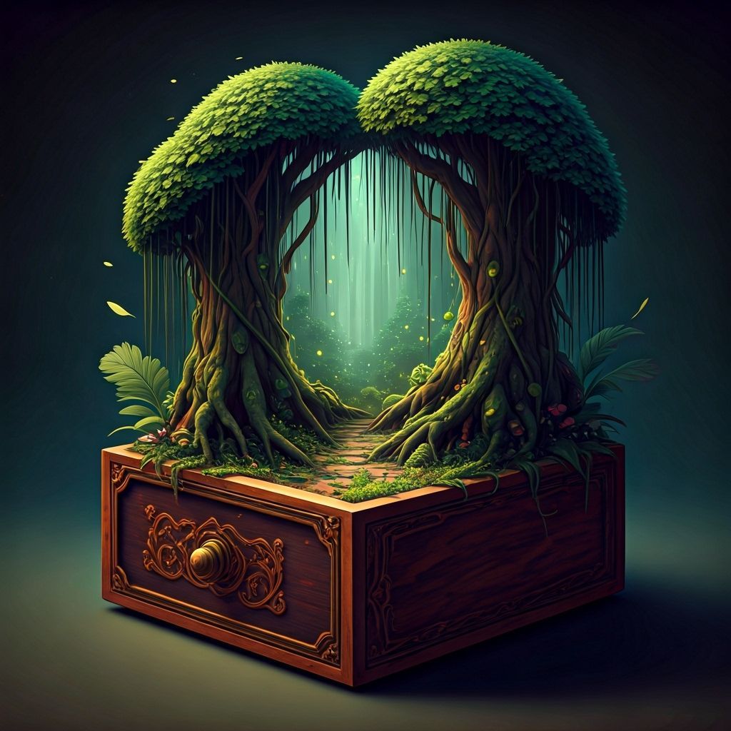 Miniature Forest Inside Drawer, Anime Concept Art