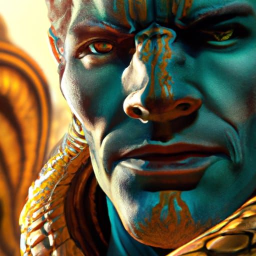 Detailed Snake God Portrait in Art Nouveau Style