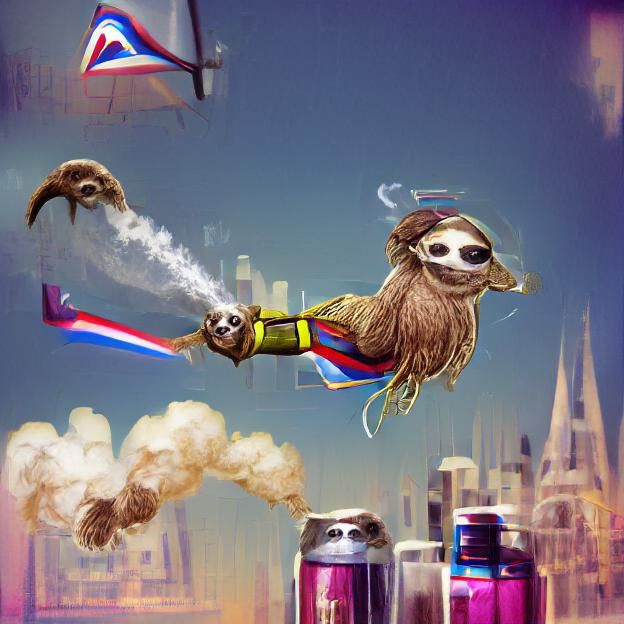 Nerdy Sloth Time Traveler with Jetpack