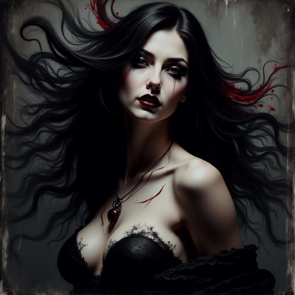 Beautiful Vampire in Dark Fantasy Style