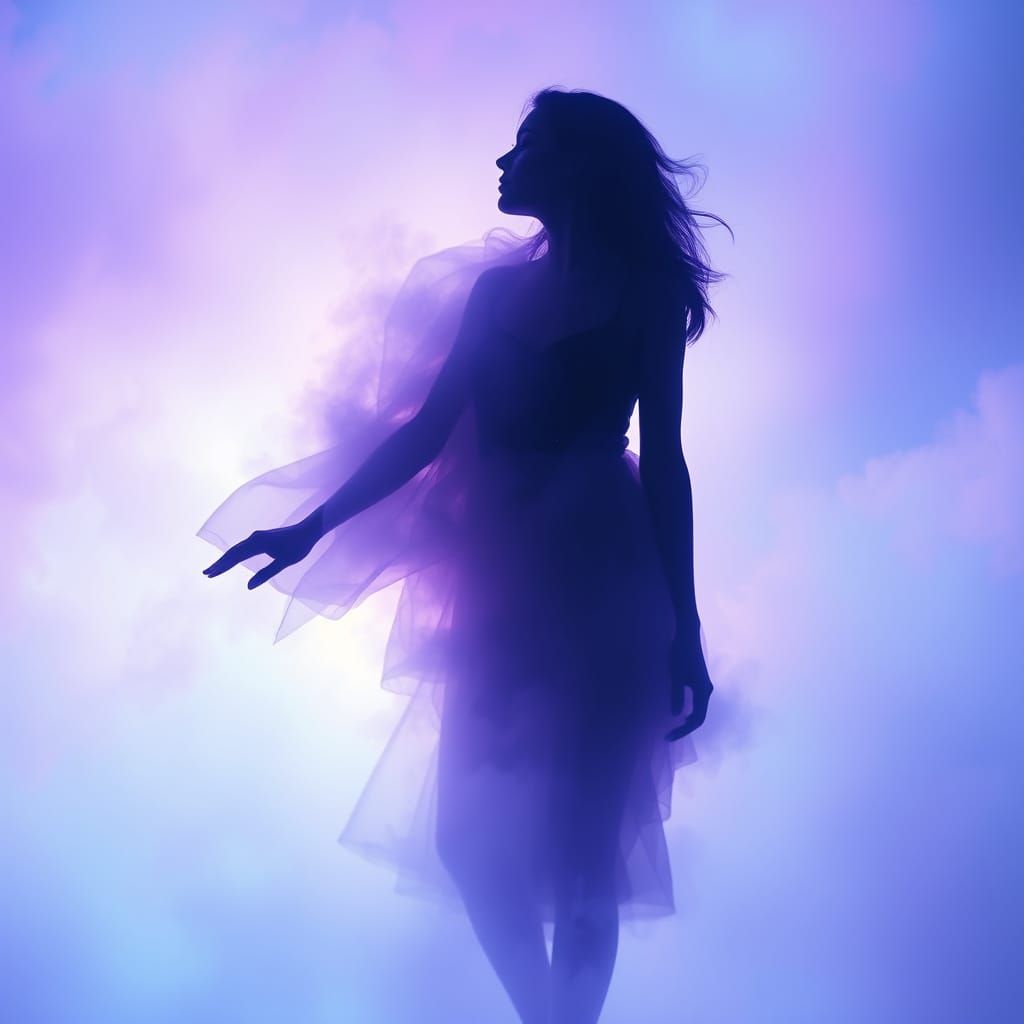 Weightless Serene Figure in Ethereal Aura