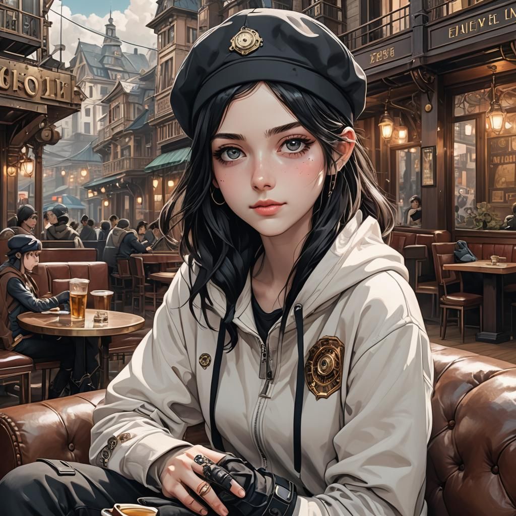 Steampunk Character with Heterochromia in Detailed Manga Sty...