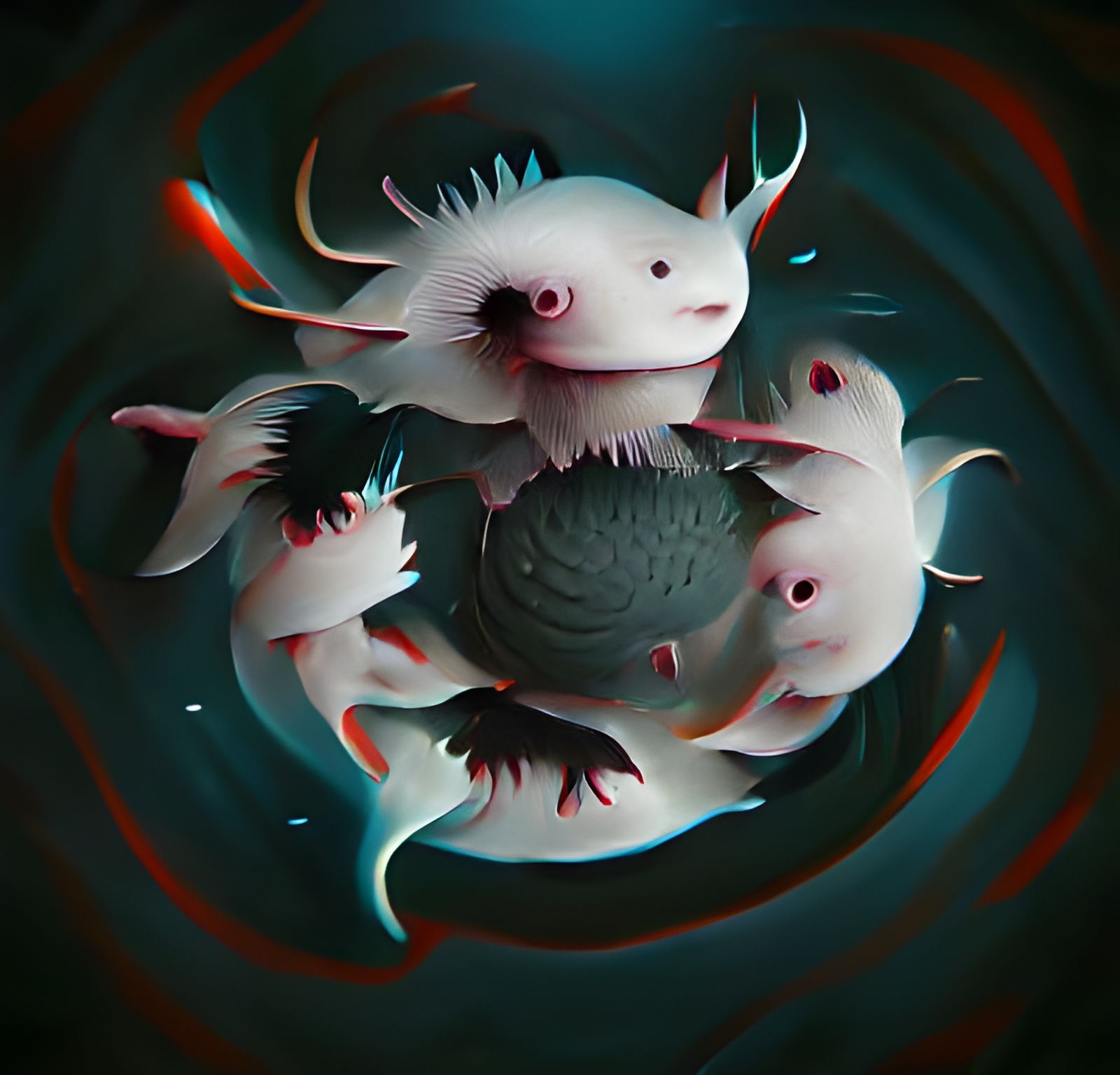 Symmetrical Axolotl Creature Illustration