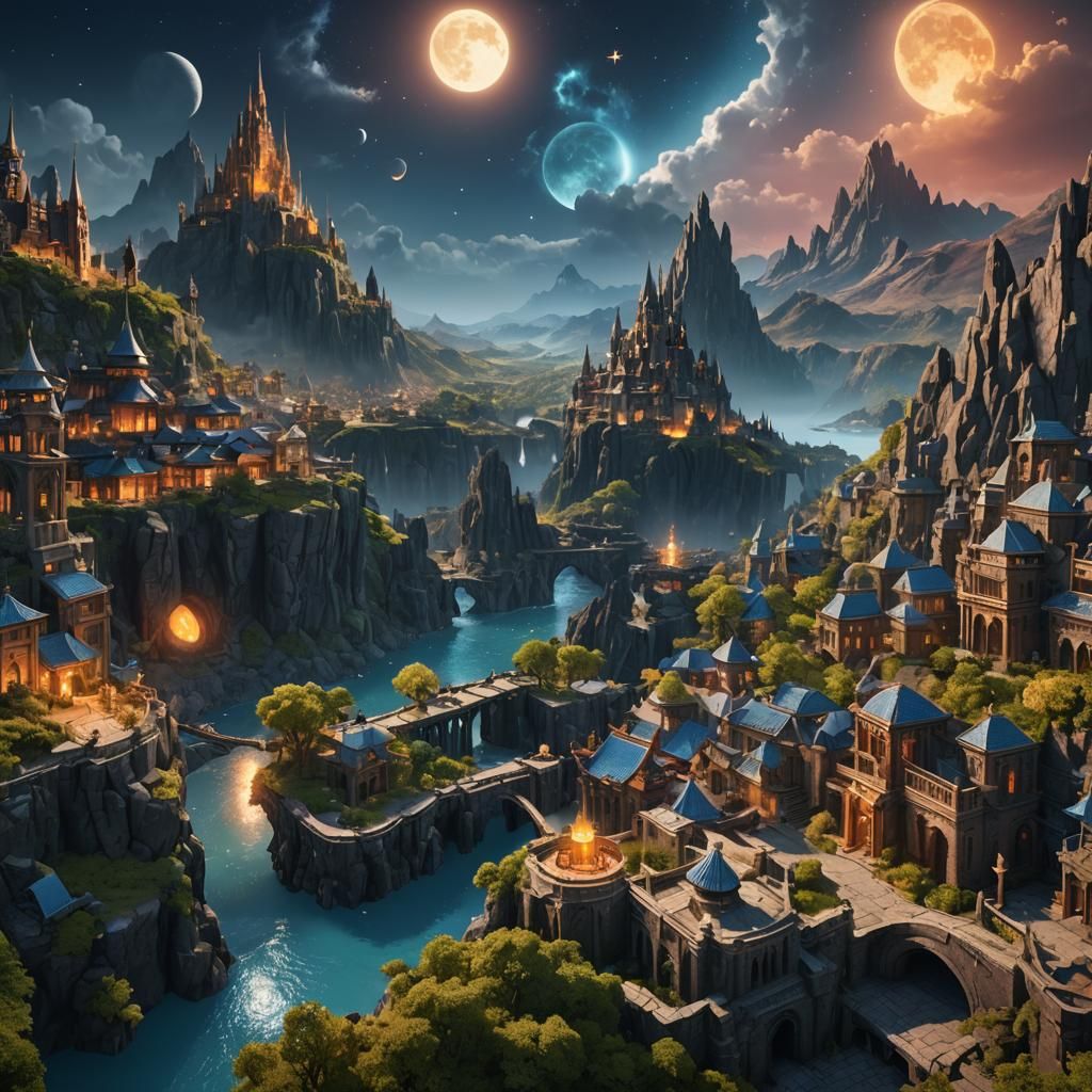 Surreal Day and Night Landscape in Fantasy Art
