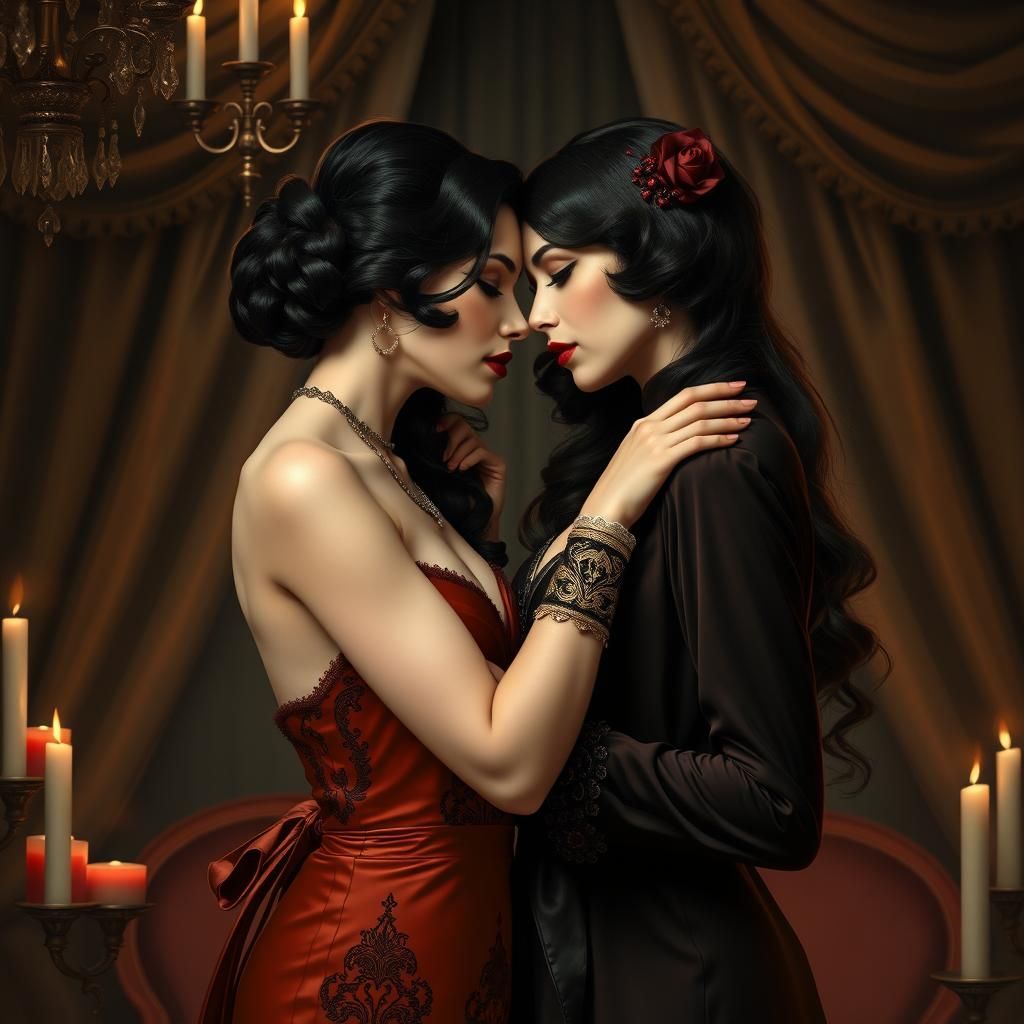 Passionate Embrace in Baroque Elegance