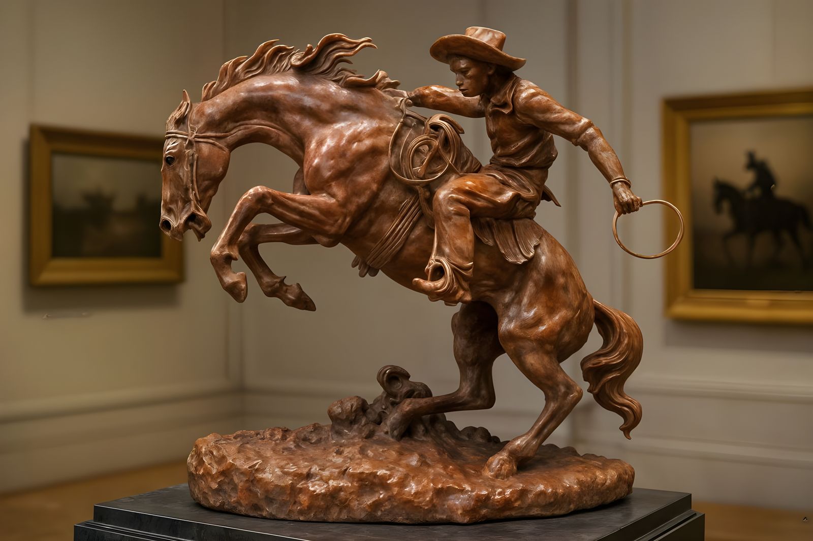 Sculpture of a Bucking Bronco Rider