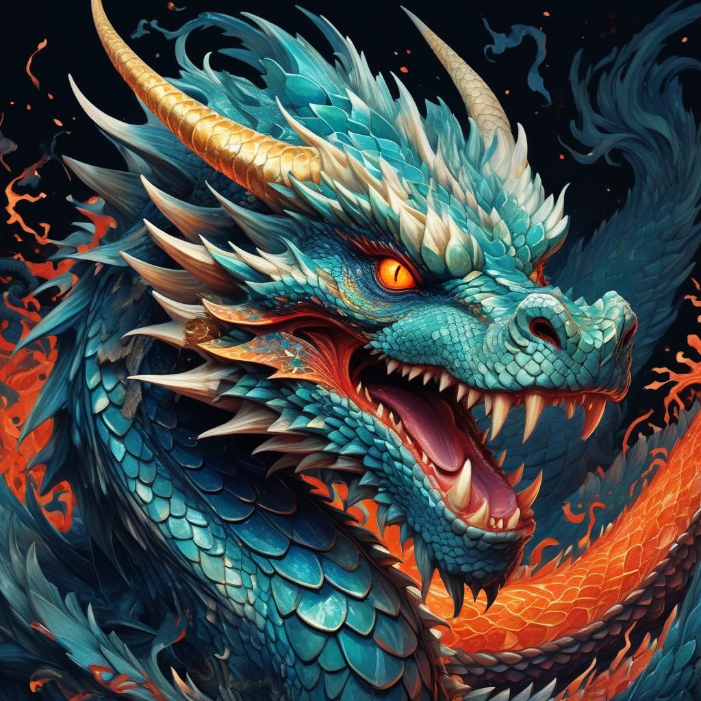 Angry Dragon Portrait in Anime Style