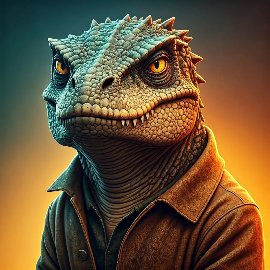 Grumpy Dinosaur in Jacket: Weta Workshop Style