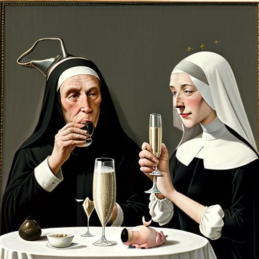 Nun and Pig Celebrate New Year in Renaissance Style