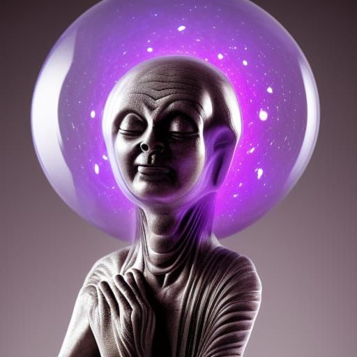 Levitating Alien God in Polished Stone, 3D Art