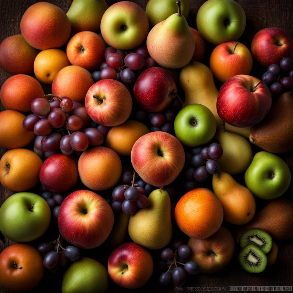 Hyperrealistic Still Life of Fruits in High Definition