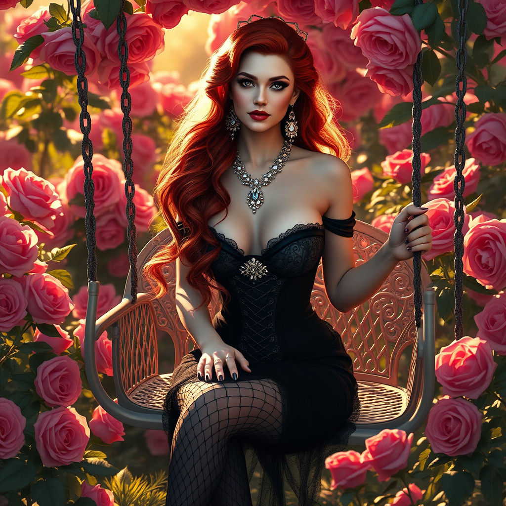 Regal Goddess in Red Haired Majesty