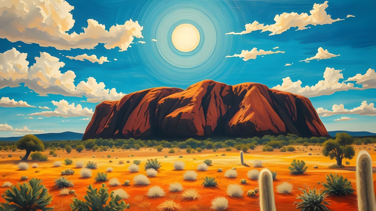 Surreal Northern Territory Landscape in Neo-Impressionist Oi...
