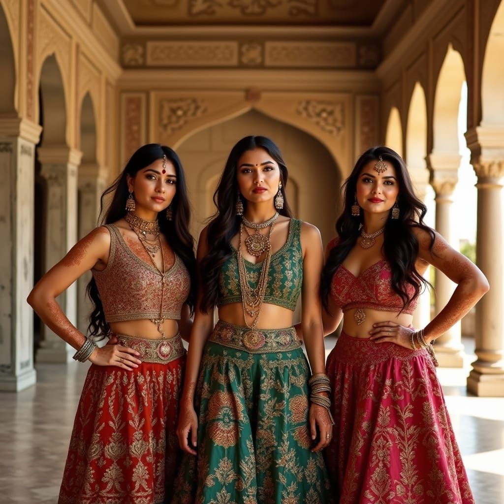 Elegant Blackpink Members in Richly Embroidered Indian Tradi...