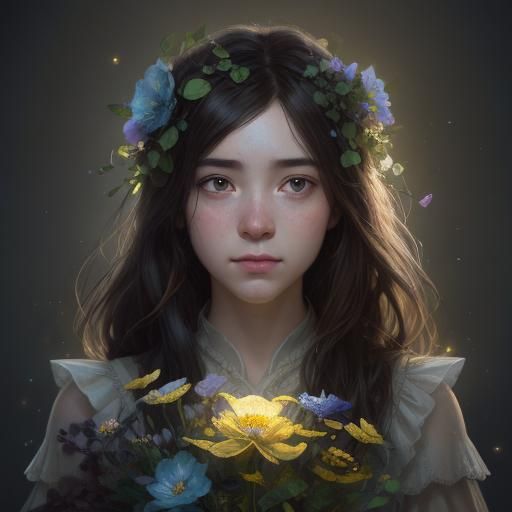 Fantasy Flowers in a Jar, Hyperrealistic Concept Art