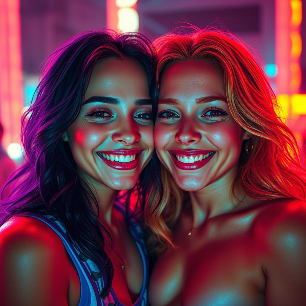 Emotional Full Body Portrait in Neon Colors