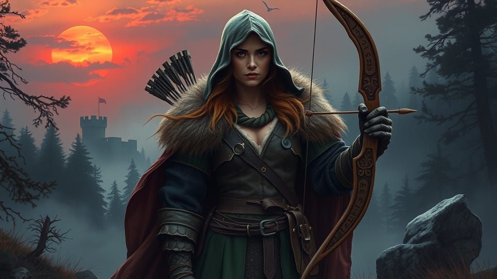 Heroic Medieval Huntress in Epic Fantasy Realism