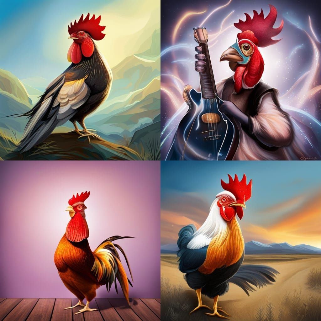 Rockstar Rooster: AI Generated Image