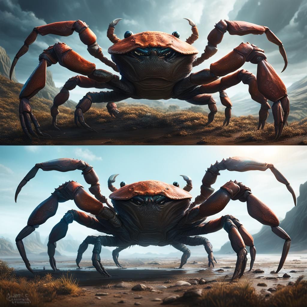 Extraterrestrial Gigantic Crab in Detailed Matte Painting