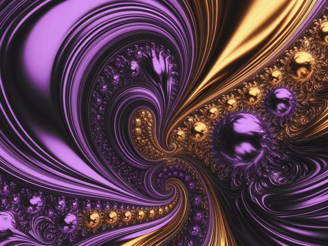 Abstract Swirling Patterns with Metallic Fractal Art