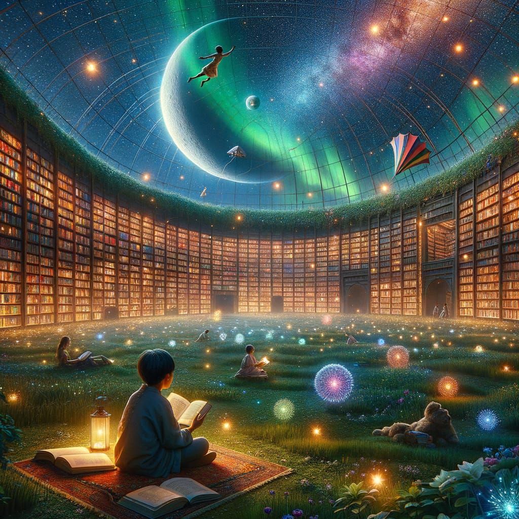 Whispers of a Celestial Library at Night
