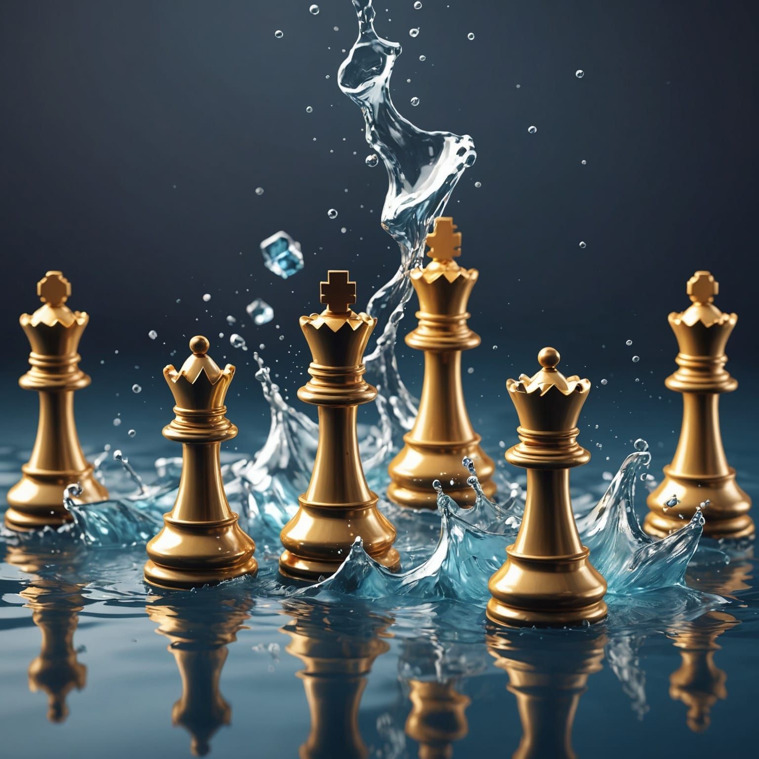 Chess pieces in the water