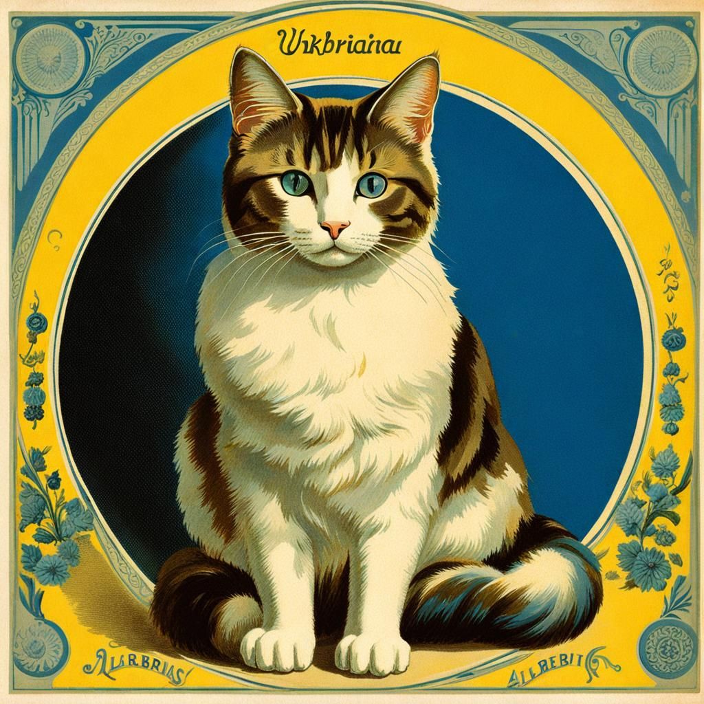Vintage Ukrainian Cat Postcard Inspired by Baruffi