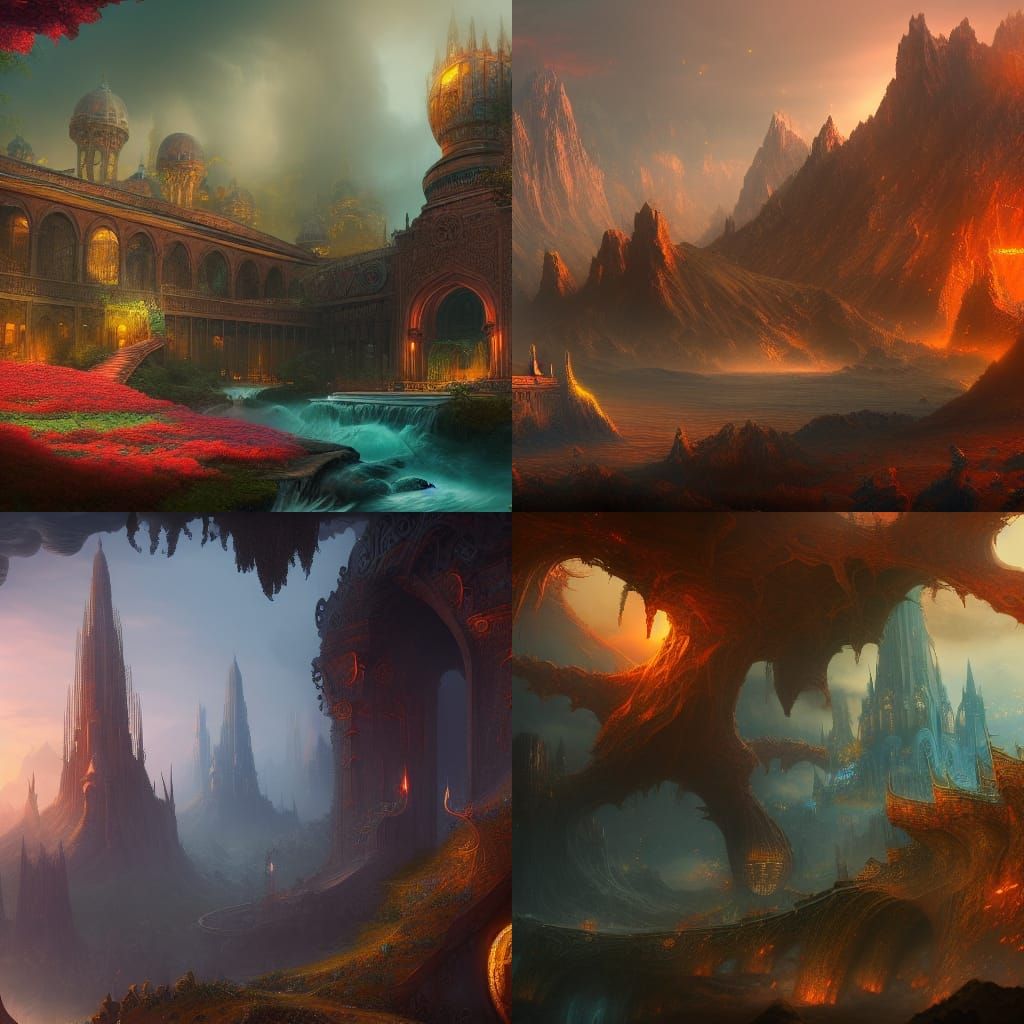 Fantastical Detailed Matte Painting in Deep Color