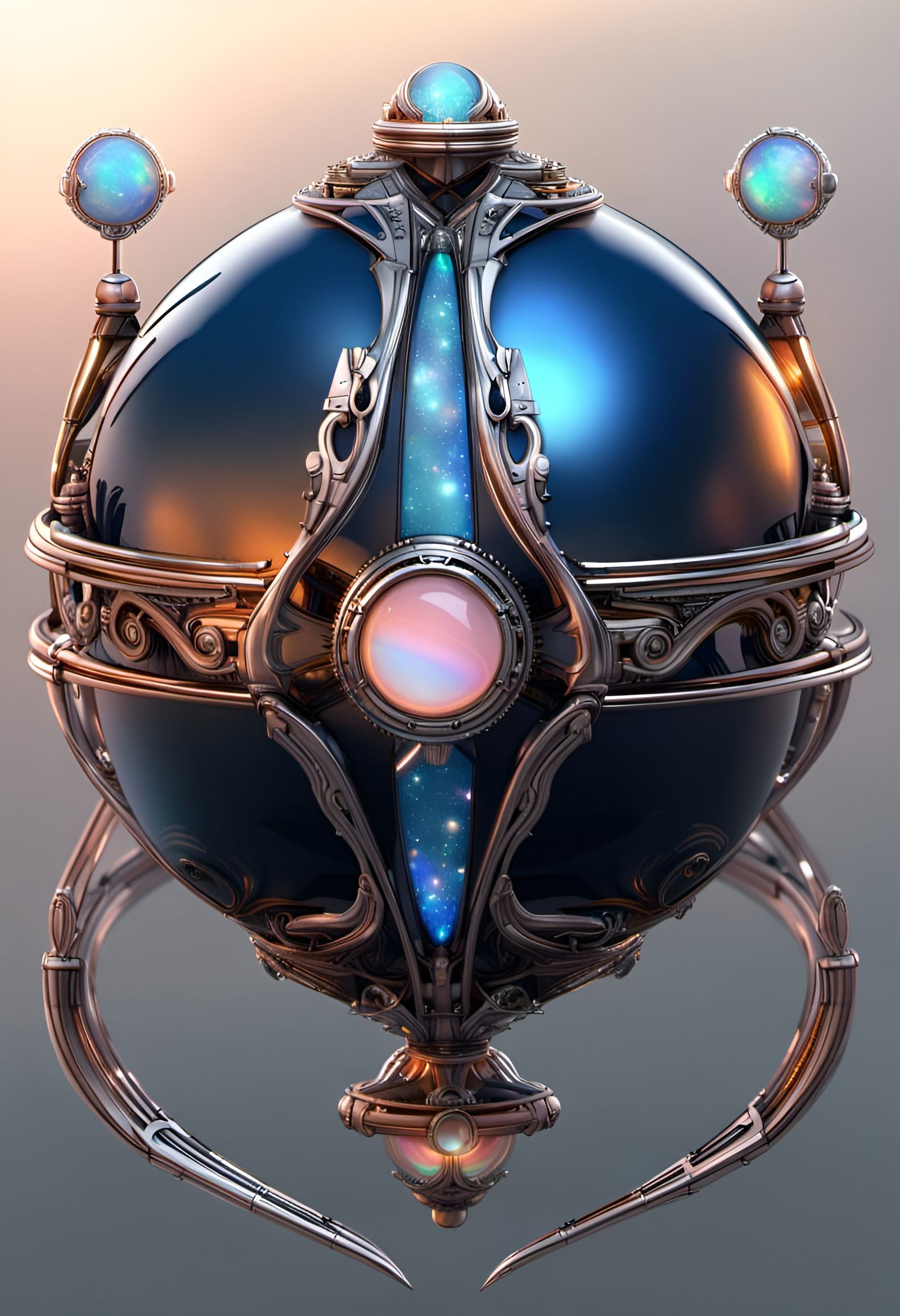 Opal Orb in Space: Art Deco Steampunk Fantasy