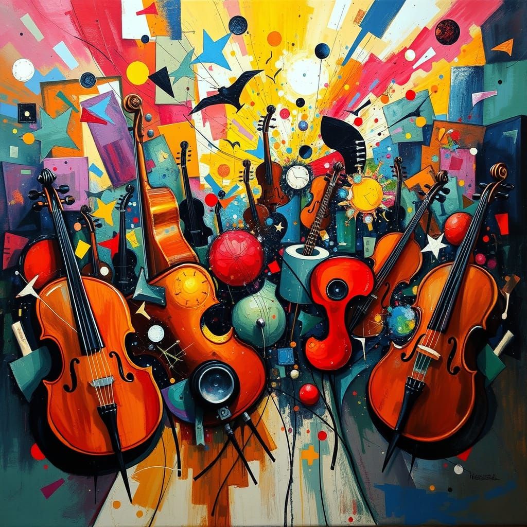 Abstract Expressionist Cacophony of Instruments and Colors