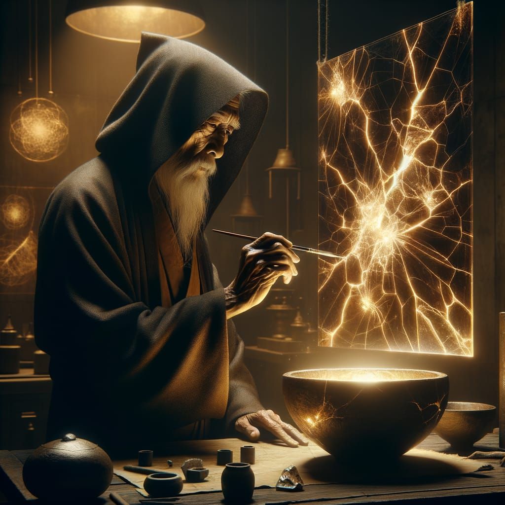 Mystical Cartographer Traces Glowing Fractures