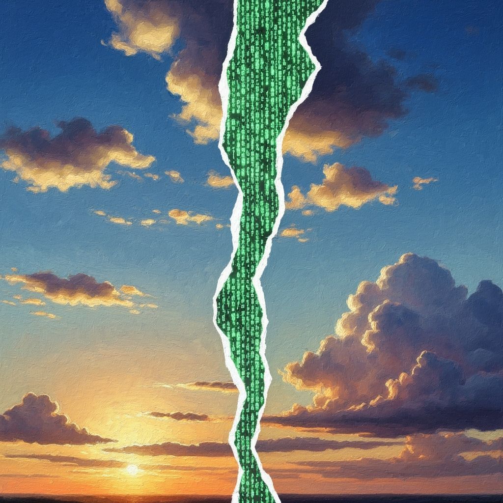 Surreal Sunset Sky Torn To Reveal Digital Code