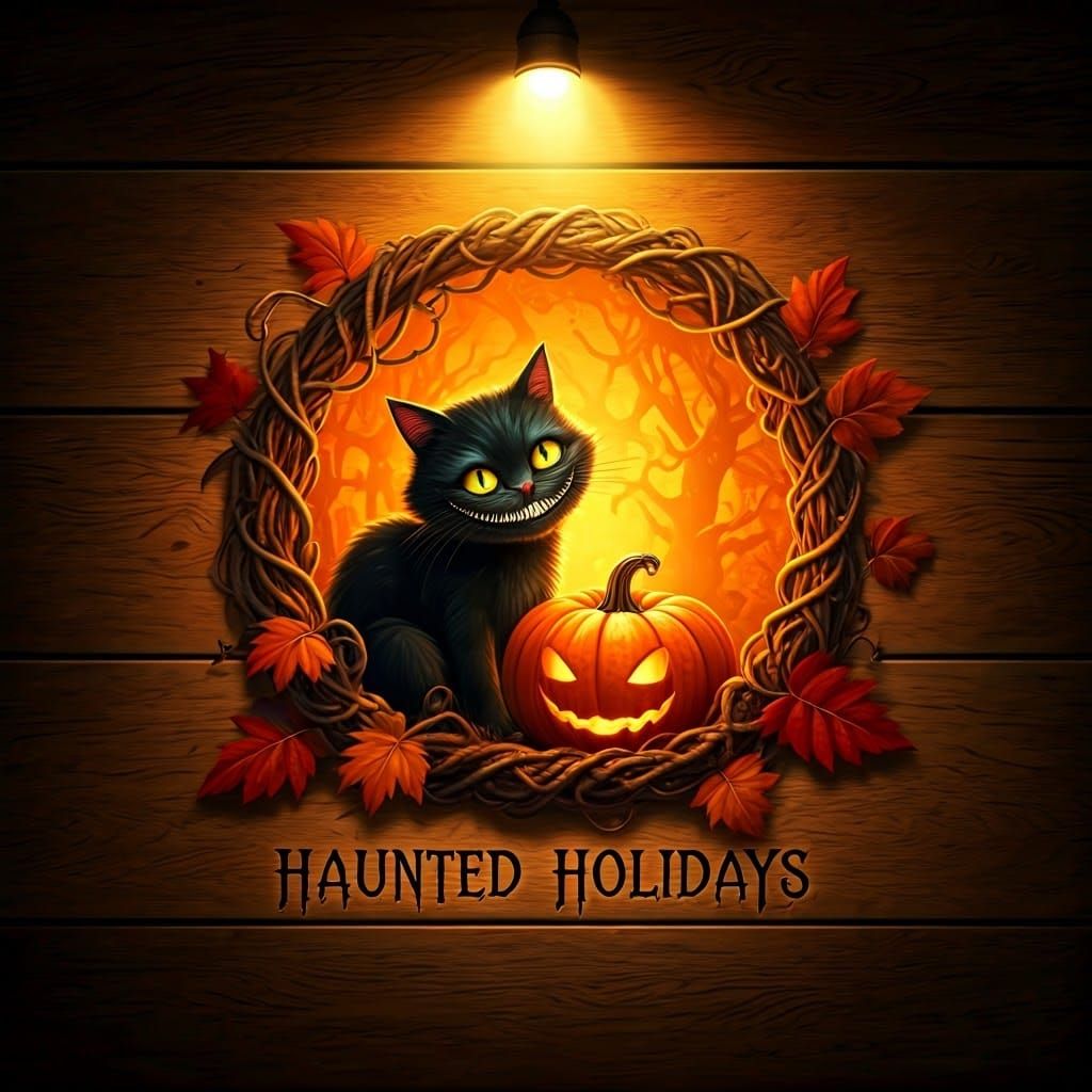 Haunted Holidays Sign in Fantasy Concept Art Style