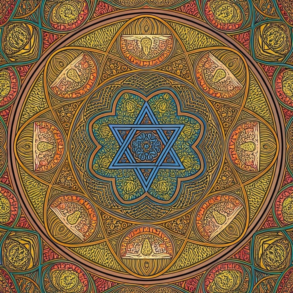 Hanukkah Mandala in Islamic Geometric Art Style