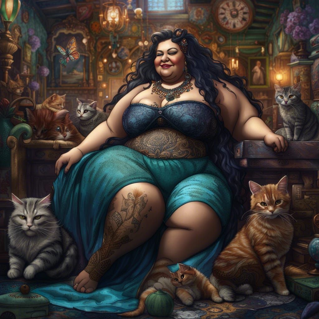 Punk Rock Goddess Odalisque in Detailed Matte Painting