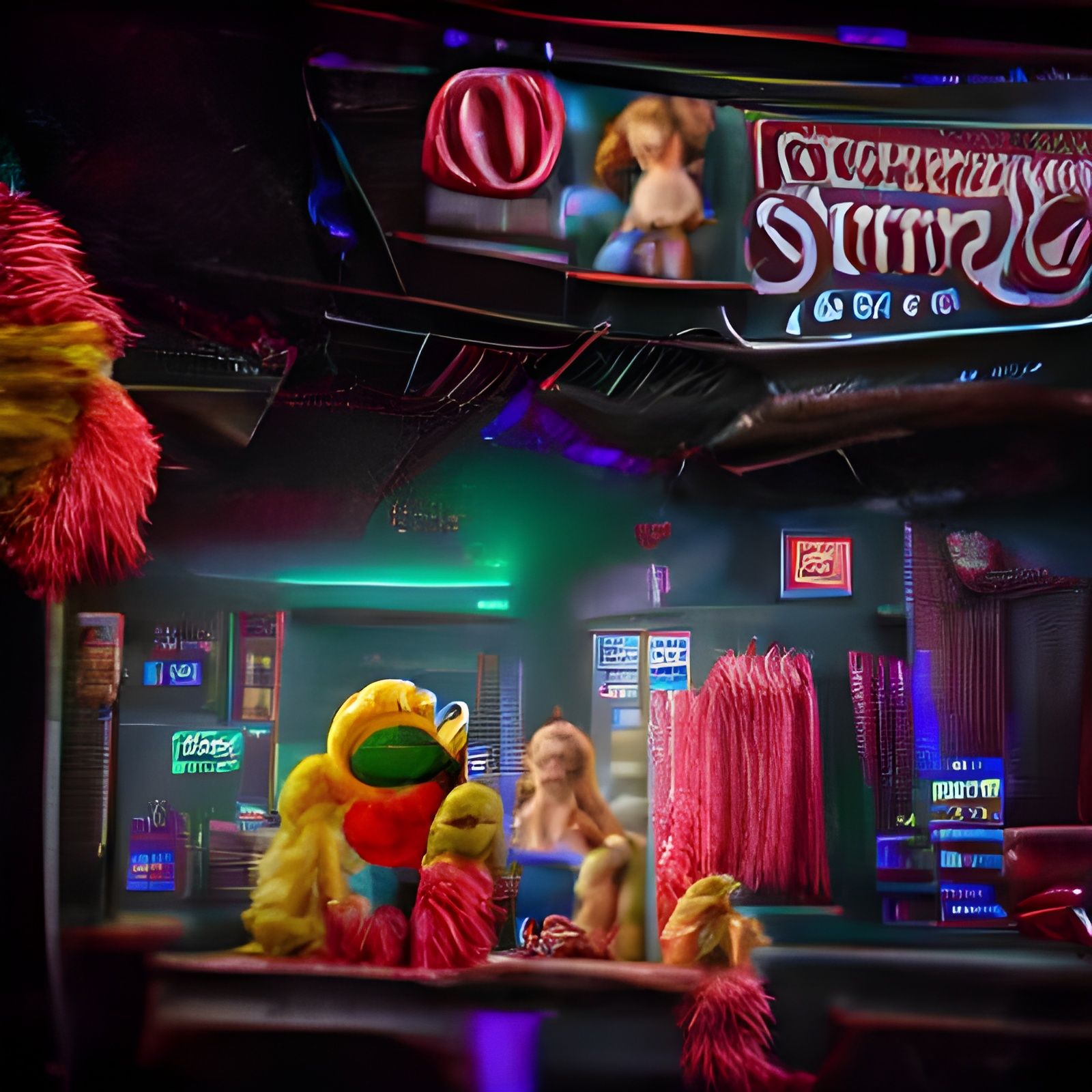 Muppets in a Dimly Lit Strip Club