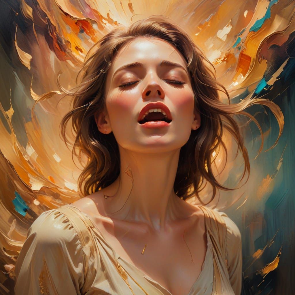 Ethereal Woman Singing in Romantic Surrealism Style