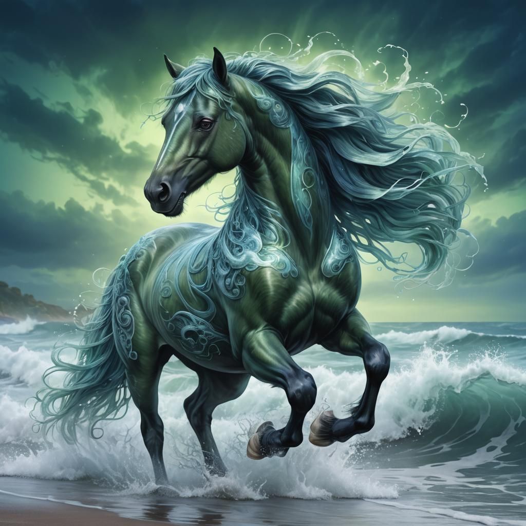 Mythisches Wasserross: Die Eleganz eines Pferdes, die Kraft ...