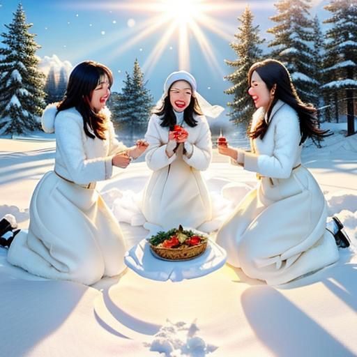 Friends Sharing Meal in Divine Sunshine