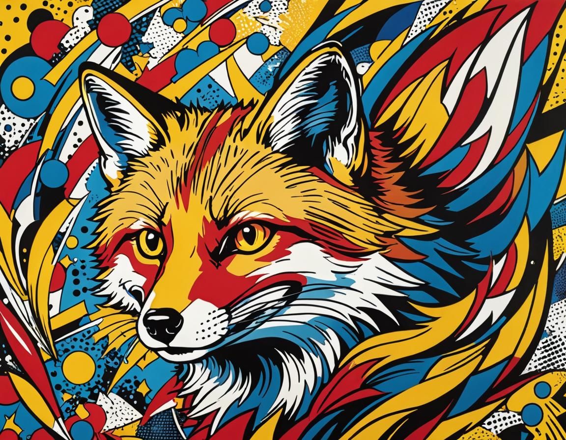 Colorful Fox in Pop Art Style
