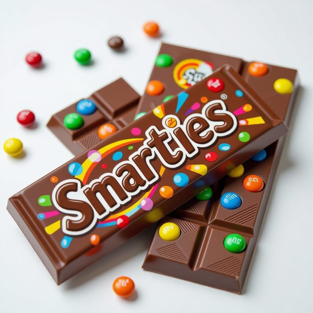 Chocolate Bars Decorated with Colorful Smarties