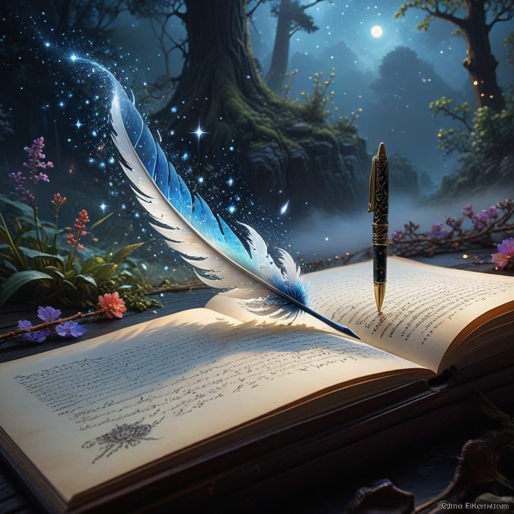 Magical Quill Draws Starlight Constellations on Parchment