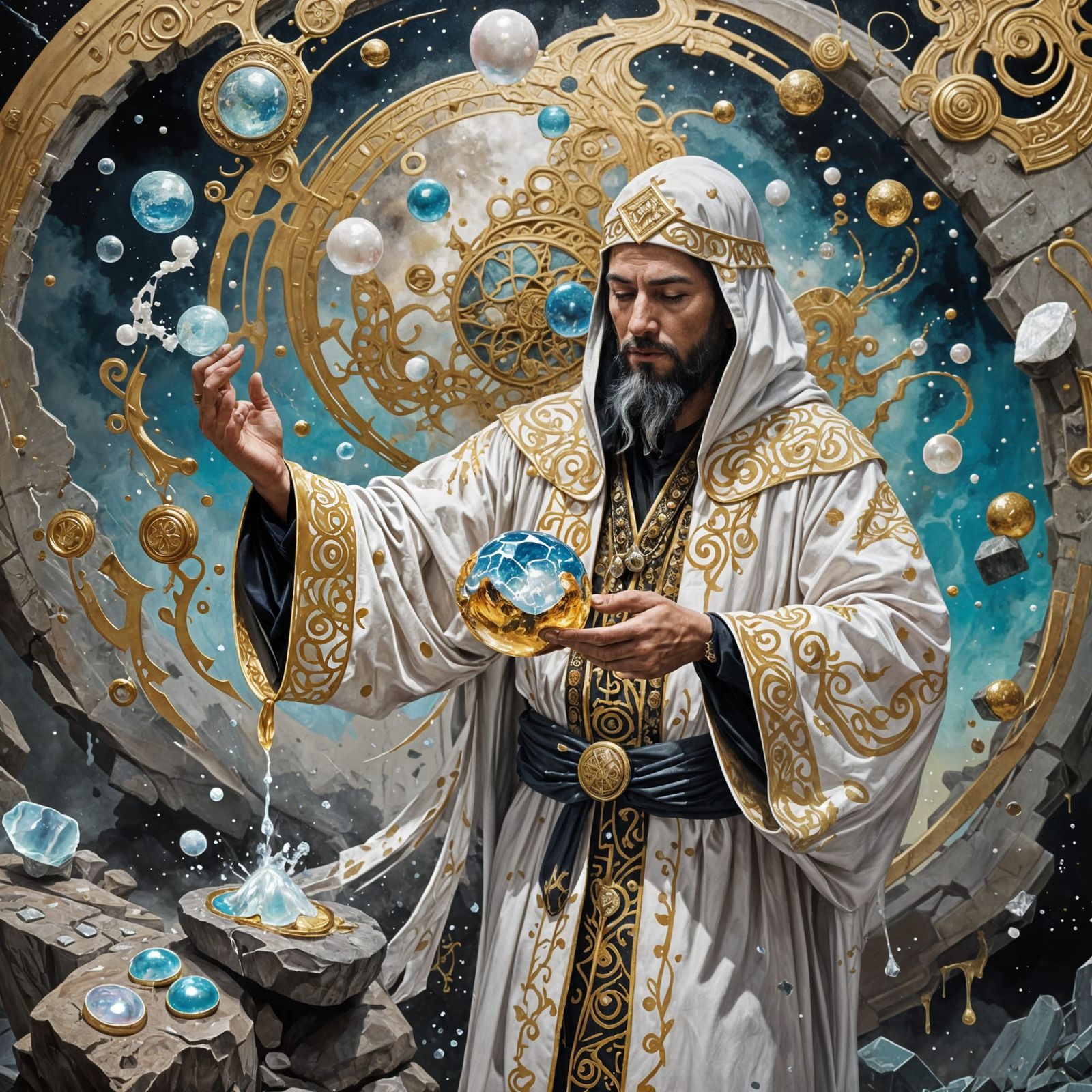 Magician Lifts Rock with Earth Magic as Graffiti Art