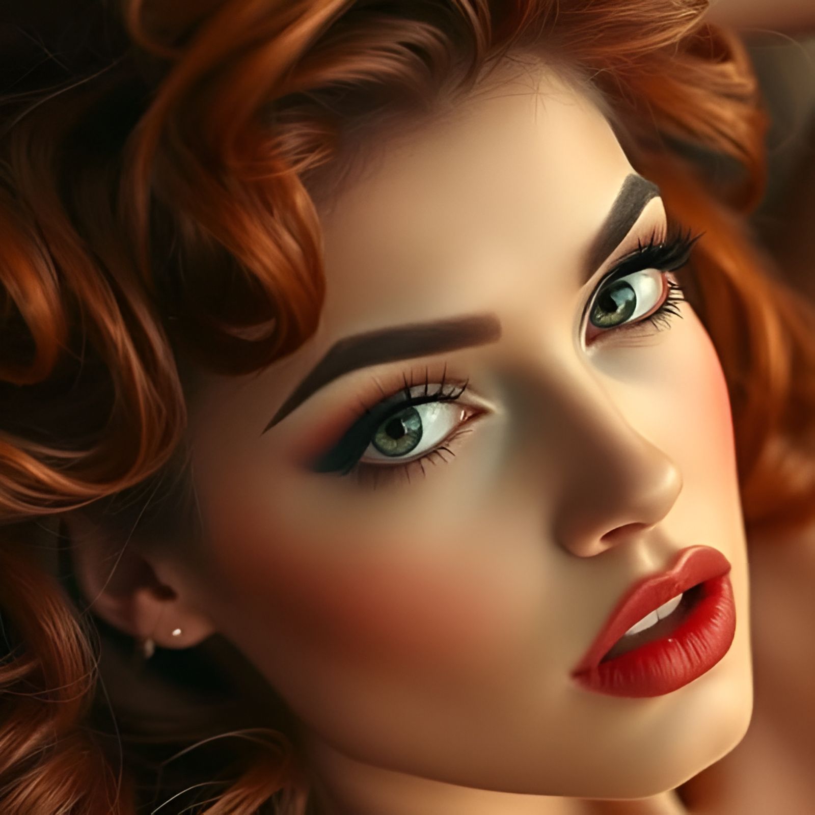 Sultry Pin-Up Girl in Warm, Rich Colors