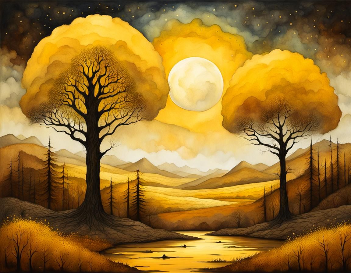 Impressionist Landscape in Gouache Style