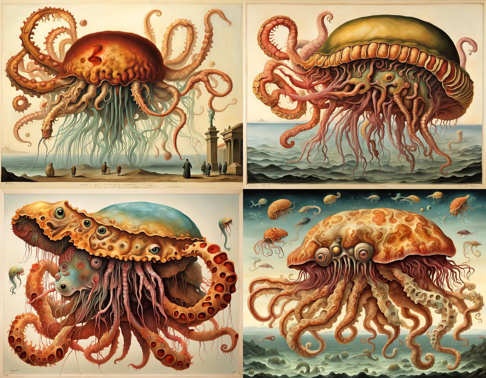 Grotesque Hybrid Creature Inspired by Surrealist Masters