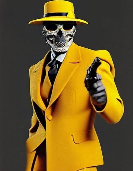 Dapper Villain with Skull Mask in Raygun Gothic Style